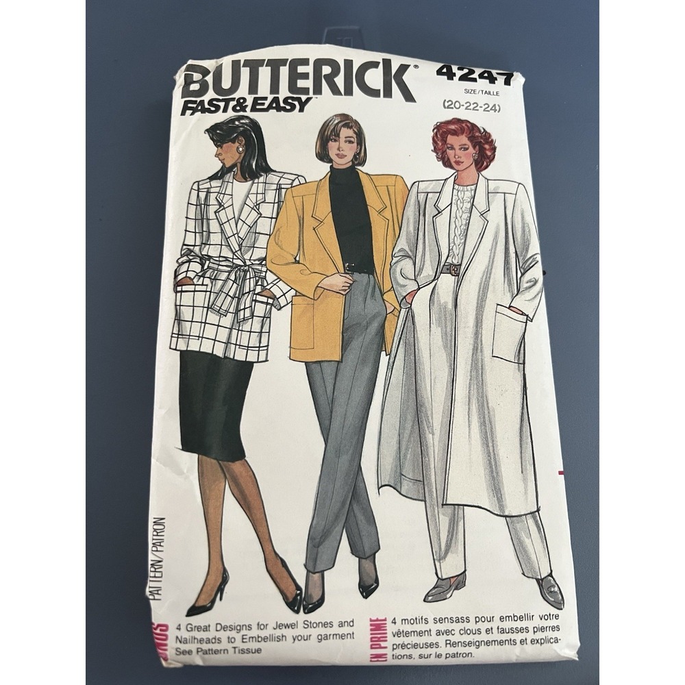 🧥 Butterick Plus Size Coat/Jacket Pattern – 4247 – Sizes 20–24 – UNCUT ✂️